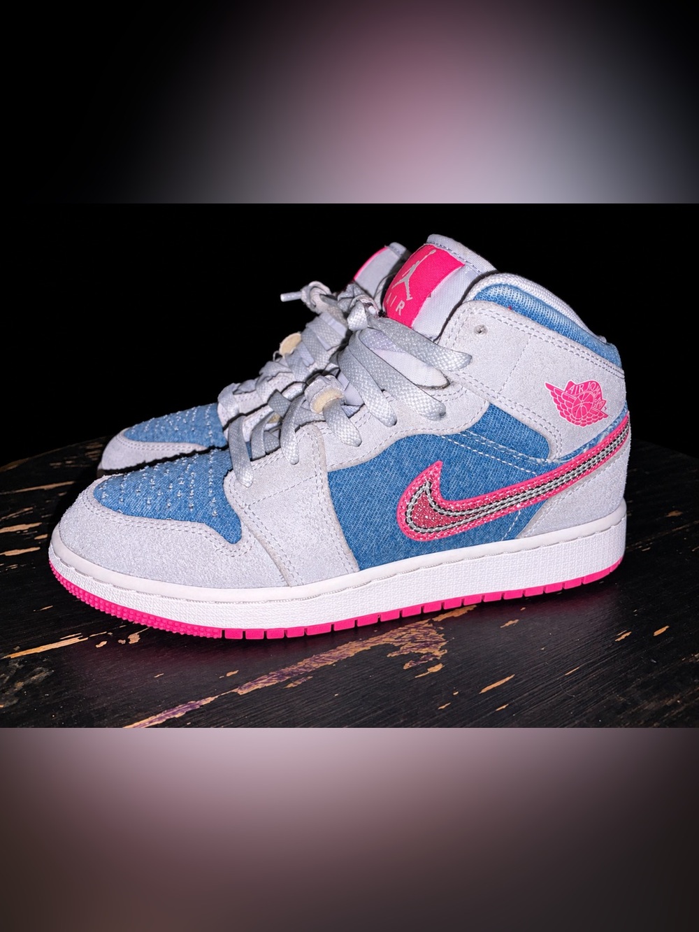 Jordan Kids' Mid-Top Sneakers - Gray, Blue & Pink